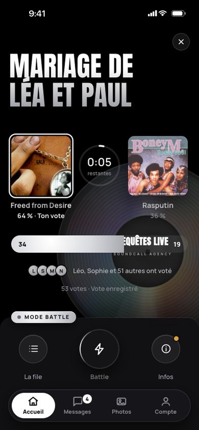 Deux titres s’affrontent, la salle vote
